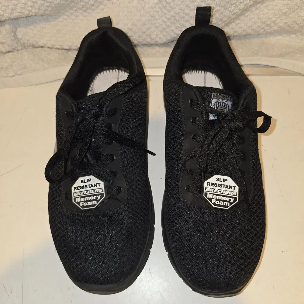 Skechers Flex Advantage SR Shoes Mens Size 7 Black Slip Resistant No Insole